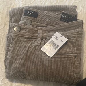 Kut from the Klott mid rise Kelsey ankle flare corduroy Rosemary / taupe